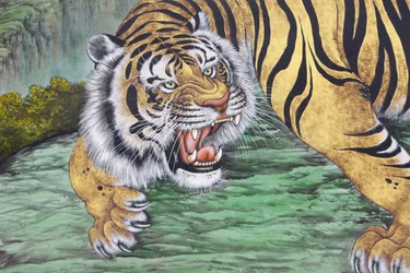 Peinture de tigre au temple Bongeunsa, Séoul, Corée du Sud