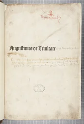Page de titre de De trinitate et De Civitate Dei cum commento, écrit par Augustin d