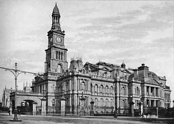 Hôtel de ville, Sydney, vers 1900