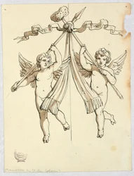 Deux anges avec lance et éponge sacrée