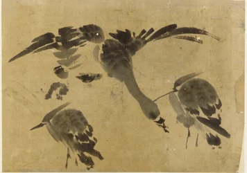 Deux hérons et une oie, période Edo, 1573-1615