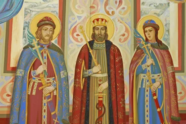 Ukraine, Kiev, Monastère Orthodoxe Saint-Michel (orig1108, reconst. 2001), fresque extérieure