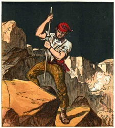Utilisation de la poudre à canon dans une carrière de pierre, 1867