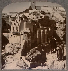 Vallée de Mar Saba et couvent, de Brook Kedron, vers 1900