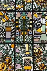 Église calviniste de Varosligeti par Aladar Arkay. Détail. Budapest, Hongrie
