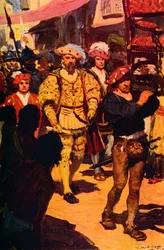 Vasco Da Gama visitant le roi de Calicut, 1498 vers 1912