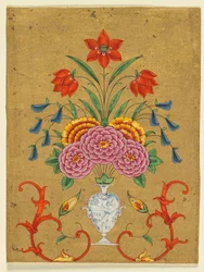 Vase avec Arrangement Floral et Ornements, vers 1750-1800
