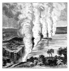 Chutes Victoria du fleuve Zambèze, à la frontière entre la Zambie et le Zimbabwe, 1900