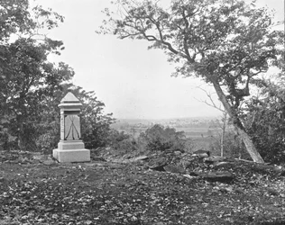 Vue de Culps Hill, Gettysburg, Pennsylvanie, États-Unis, vers 1900