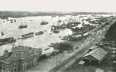 Vue depuis le pont Hooghly, Calcutta, Inde, 1895