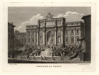 Vue de la fontaine de Trevi, Fontana di Trevi, Rome