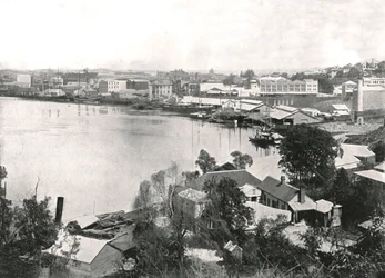 Vue de la ville et de la rivière, Brisbane, Australie, 1895