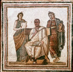 Virgile et les Muses, mosaïque romaine de Sousse, Tunisie, IIIe siècle apr. J.-C.