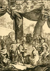 Vortigern roi de Bretagne épouse Rowena une dame saxonne..., milieu du 18e siècle