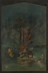 Peinture murale : Polyphème et Galatée dans un paysage, de la villa impériale, Ier siècle av. J.-C.