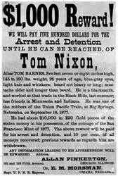 Avis de recherche pour le hors-la-loi Tom Nixon, vers 1877