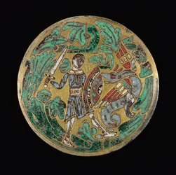 Guerrier combattant un dragon, vers 1170-1180