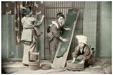 Lavage des kimonos, Japon, 1904