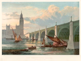 Pont de Westminster, Londres, vue depuis la rive sud de la Tamise