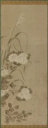 Chrysanthèmes blancs et herbes, période Edo, 1615-1868
