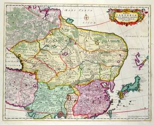 Carte de la Mongolie montrant le Japon et la Chine, vers 1680