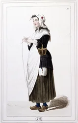 Une tricoteuse à la guillotine en 1793, vers 1810 (gravure)