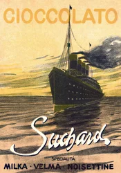 Publicité pour le chocolat Milka de Suchard représentant un paquebot, début du 20ème siècle (affiche)