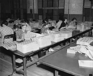 Travailleurs du Bureau de la gravure (photo n/b)