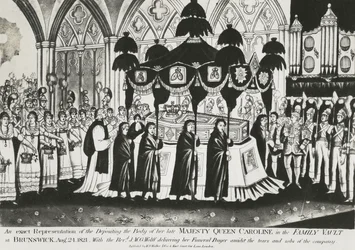 Enterrement du corps de la reine Caroline dans le caveau familial de la cathédrale de Brunswick