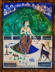 Cour de Chittra Shala avec des peintures fines virtuoses, Fort de Taragarh, Bundi, Bundi, Rajasthan, Inde, Asie
