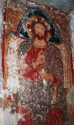 Christ Enseignant, fresque dans la crypte, Sanctuaire de Marie des Escaliers (18e siècle), Massafra, Pouilles, Italie