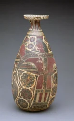Alabastron corinthien à figures noires, avec une "Maîtresse des animaux" ailée, grec, période archaïque, vers 600 av. J.-C. (terre cuite)
