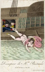 DÉSESPOIR DE MME BERTRAND 1815 (gravure)