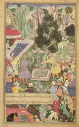 Folio 126 Babur à la source de Khawaja Sih Yaran, du 