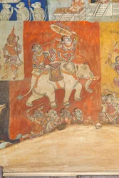 Fresques ornant les murs de Wat Bo représentant des scènes du Reamker, Siem Reap, Cambodge