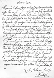 Lettre amicale de Charles Ier à son neveu, le prince Maurice, écrite à Newtown, Powys, Pays de Galles, 20 septembre