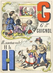 G H : Guignol, Hanneton vole ! - Alphabet des jeux, vers 1890