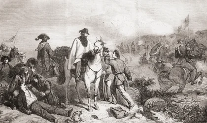 Garibaldi en Italie pendant le siège de Rome en 1849