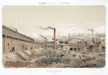 Scènes industrielles générales, mine de charbon à Valentin Cocq, Belgique