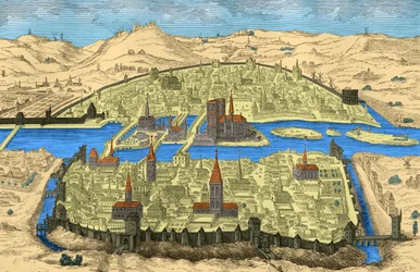 Vue générale de Paris aux 15e et 16e siècles