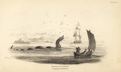 Grand serpent de mer tiré par l