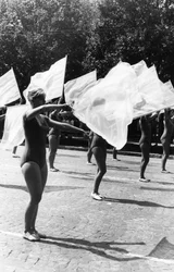 Parade de gymnastes à Bucarest