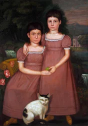 Sœurs Hamilton avec chat 1825
