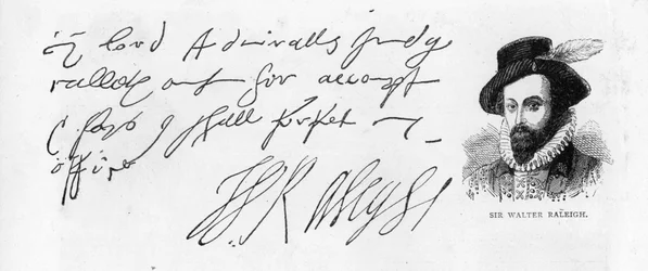 Écriture et signature de Sir Walter Raleigh