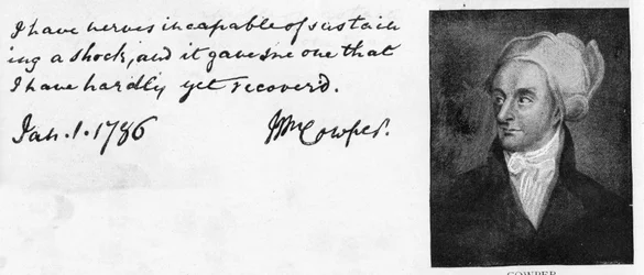 Écriture et signature de William Cowper