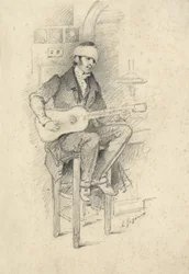 Jeune joueur de guitare blessé, France, vers 1830 (croquis)