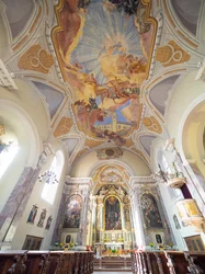 Intérieur et peintures de plafond par Hans Andre, Servitenkirche, Innsbruck, Tyrol, Autriche, Europe