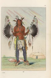 Homme-médecine mandan Mah-to-he-hah, Vieux Ours, peint de diverses couleurs, de graisse d