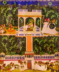 Peinture miniature, Fort de Meherangarh, Jodhpur, Rajasthan, Inde, Asie