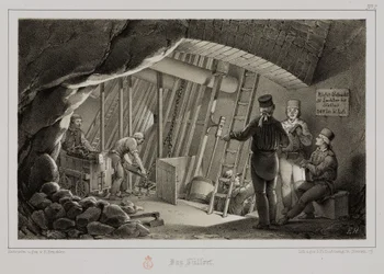 Exploitation minière, Minéraux métalliques Station de remplissage dans une mine, vers 1851